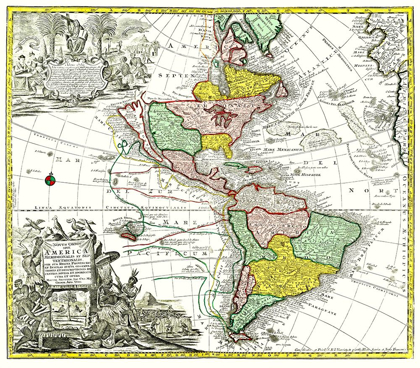 Picture of NORTH SOUTH AMERICA - SEUTTER 1745