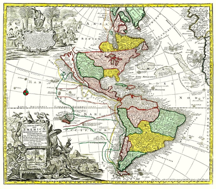 Picture of NORTH SOUTH AMERICA - SEUTTER 1745