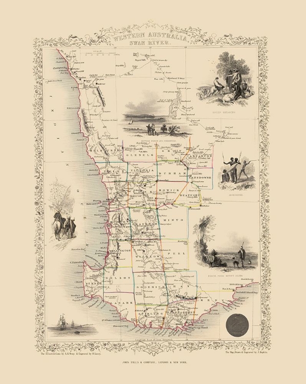 Picture of WEST PART AUSTRALIA - TALLIS 1851