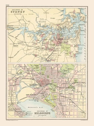 Picture of AUSTRALIA SYDNEY MELBOURNE - BARTHOLOMEW 1892