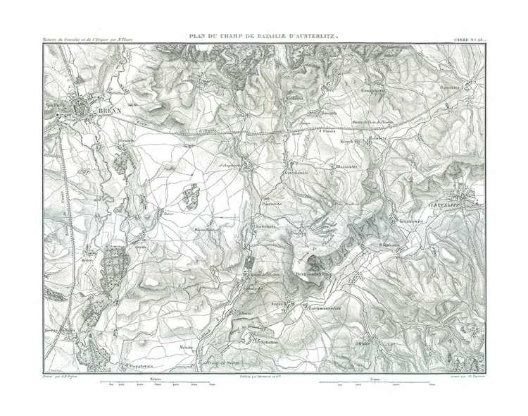 Picture of FIELD PLAN OF BATTLE OF AUSTERLITZ - THIERS 1866