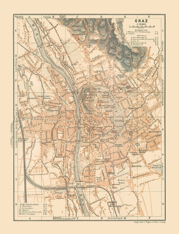 Picture of GRAZ AUSTRIA - BAEDEKER 1910