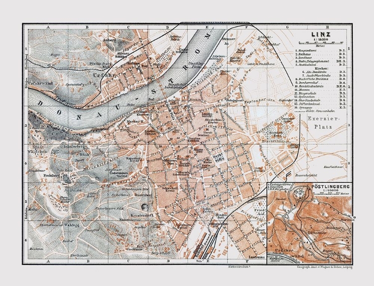 Picture of LINZ AUSTRIA - BAEDEKER 1910