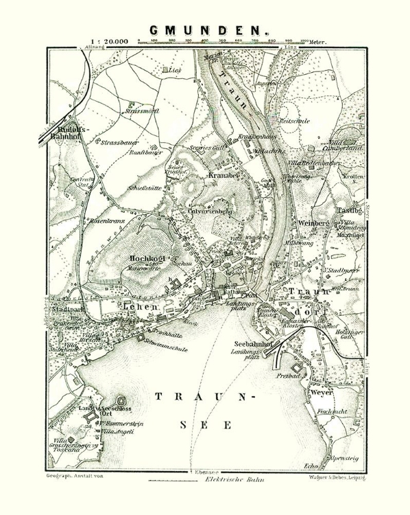 Picture of GMUNDEN AUSTRIA - BAEDEKER 1896