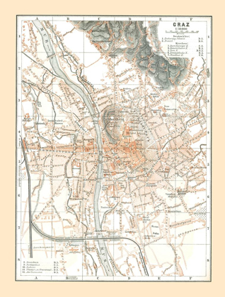 Picture of GRAZ AUSTRIA - BAEDEKER 1896