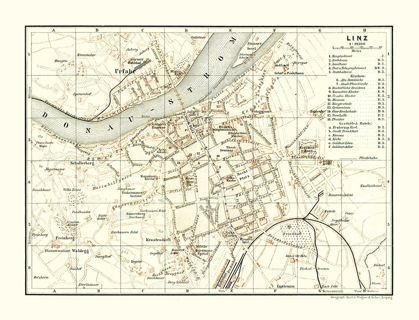 Picture of LINZ AUSTRIA - BAEDEKER 1896