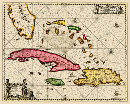 Picture of SEA CHART BAHAMAS CUBA JAMAICA - JANSSON 1650