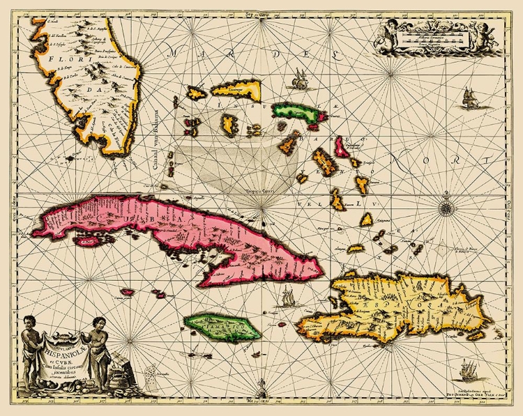 Picture of SEA CHART BAHAMAS CUBA JAMAICA - JANSSON 1650