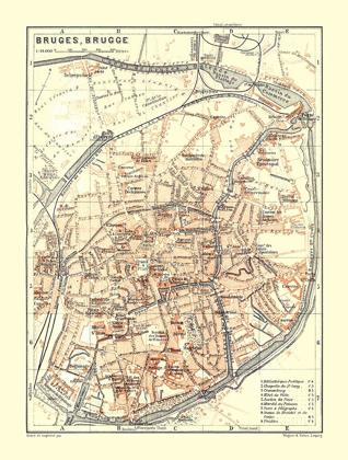 Picture of BRUGES BELGIUM EUROPE - BAEDEKER 1910