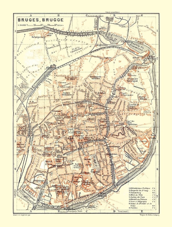 Picture of BRUGES BELGIUM EUROPE - BAEDEKER 1910