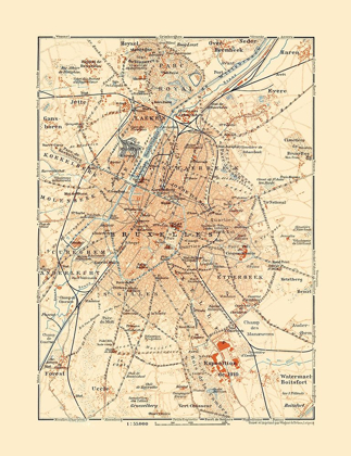 Picture of CENTRAL BRUSSELS BELGIUM EUROPE - BAEDEKER 1910