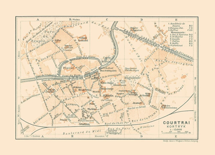 Picture of COURTRAI KORTRIJK BELGIUM EUROPE - BAEDEKER 1910