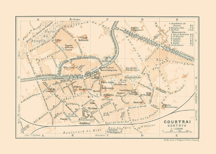 Picture of COURTRAI KORTRIJK BELGIUM EUROPE - BAEDEKER 1910