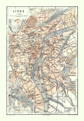 Picture of LIEGE BELGIUM EUROPE - BAEDEKER 1910