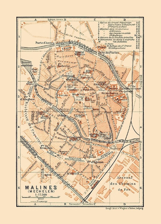 Picture of MECHELEN BELGIUM EUROPE - BAEDEKER 1910