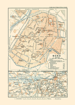 Picture of MONS BELGIUM EUROPE - BAEDEKER 1910