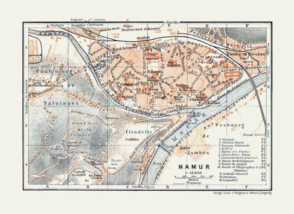 Picture of NAMUR BELGIUM EUROPE - BAEDEKER 1910
