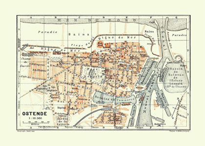 Picture of OSTEND BELGIUM EUROPE - BAEDEKER 1910