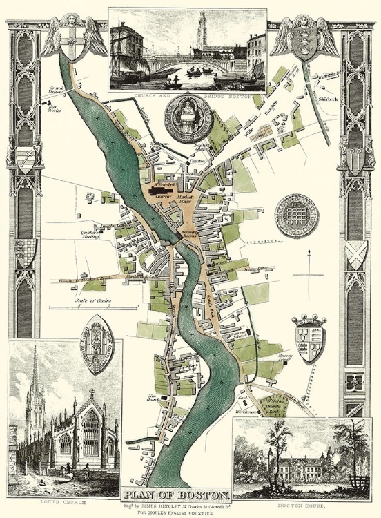 Picture of BOSTON ENGLAND CITY PLAN - MOULE 1837