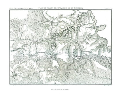 Picture of BATTLE OF BORODINO FIELD PLAN - THIERS 1866