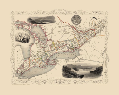 Picture of GREAT LAKES REGION CANADA - TALLIS 1851