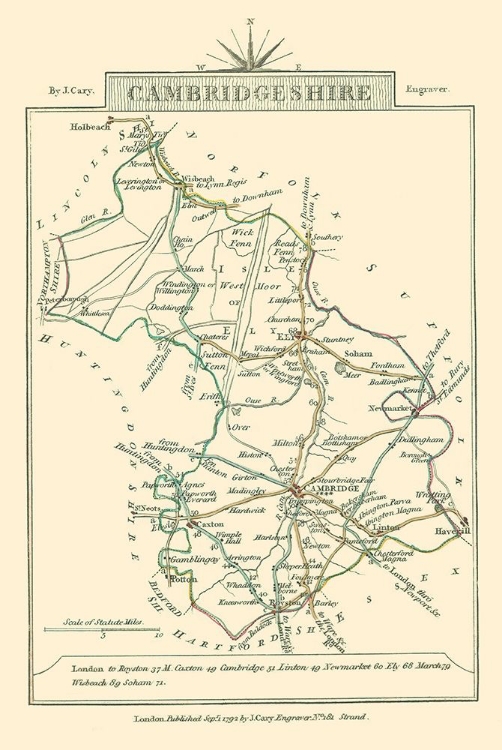 Picture of CAMBRIDGESHIRE COUNTY ENGLAND - CARY 1792