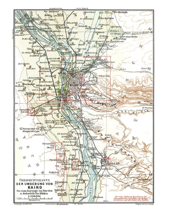 Picture of AFRICA CAIRO REGIONS EGYPT - BAEDEKER 1913