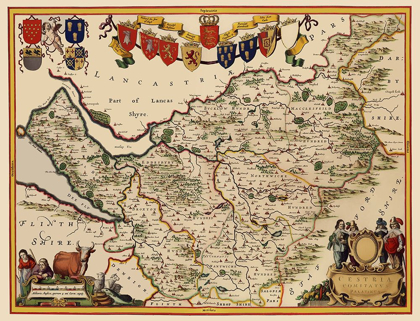 Picture of CHESHIRE COUNTY ENGLAND - BLAEU 1646
