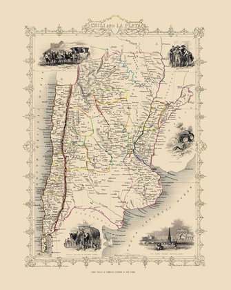 Picture of SOUTH AMERICA LA PLATA URUGUAY - TALLIS 1851