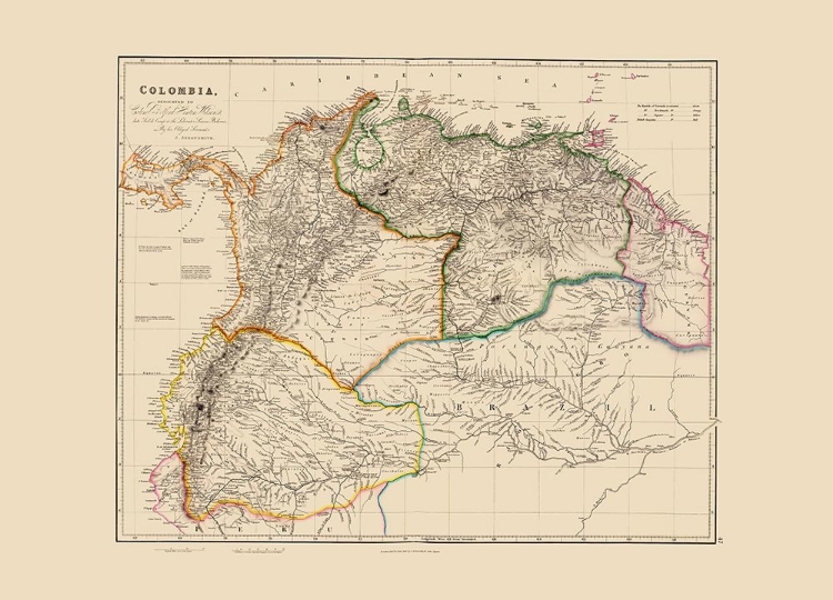 Picture of SOUTH AMERICA COLOMBIA - ARROWSMITH 1844