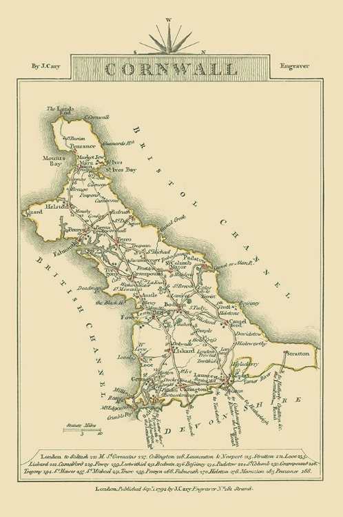 Picture of CORNWALL COUNTY ENGLAND - CARY 1792