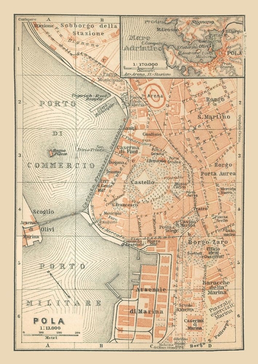 Picture of PULA CROATIA EUROPE - BAEDEKER 1910