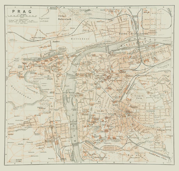 Picture of PRAGUE CZECH REPUBLIC EUROPE - BAEDEKER 1910