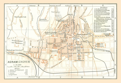 Picture of ZAGREB CROATIA EUROPE - BAEDEKER 1896