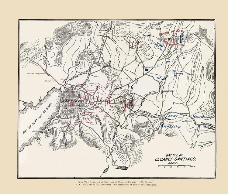 Picture of EL CARNEY-SANTIAGO BATTLE MAP 1 OF 3 1907