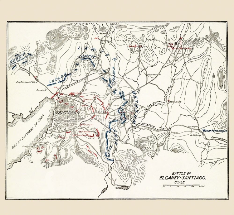 Picture of EL CARNEY-SANTIAGO BATTLE MAP 3 OF 3 1907