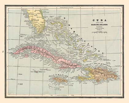 Picture of CENTRAL AMERICA CUBA BAHAMA ISLANDS - CRAM 1888