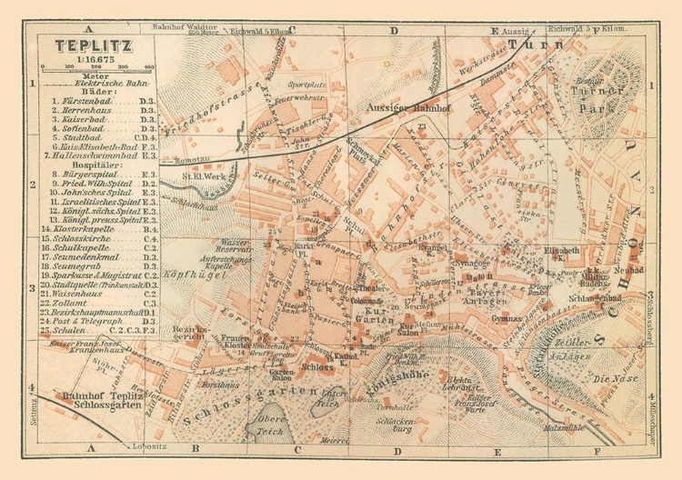 Picture of TEPLICE CZECH REPUBLIC EUROPE - BAEDEKER 1910