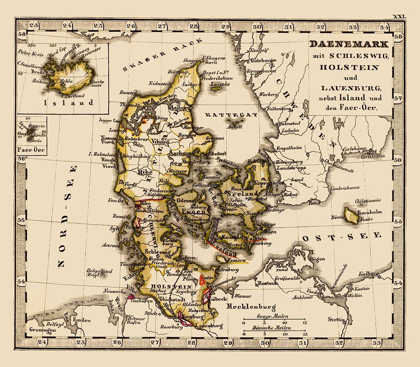 Picture of SCANDINAVIA DENMARK ICELAND - STIELER 1852