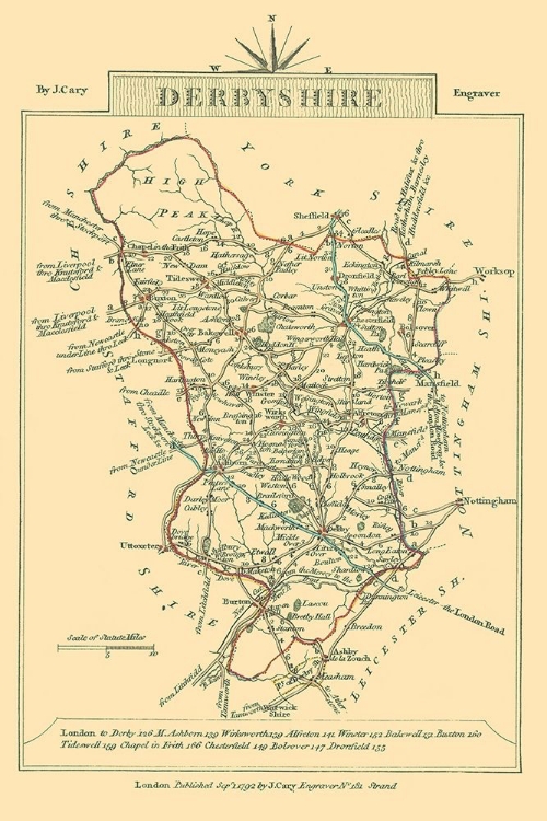 Picture of DERBYSHIRE COUNTY ENGLAND - CARY 1792