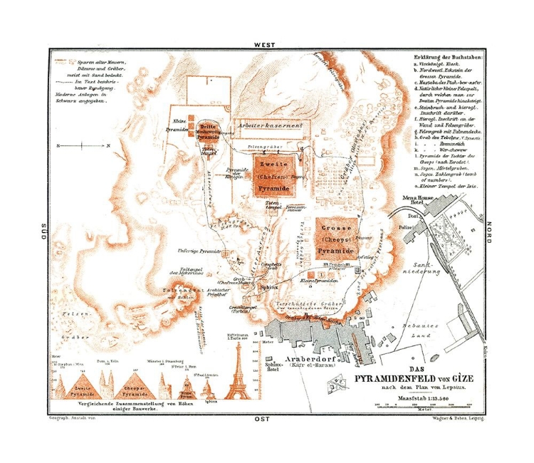 Picture of AFRICA GIZA NECROPOLIS EGYPT - BAEDEKER 1913