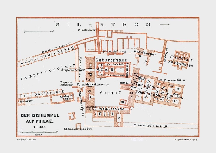 Picture of AFRICA TEMPLE OF PHILAE EGYPT - BAEDEKER 1913