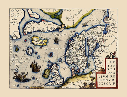 Picture of NORTH ATLANTIC NORTHERN HEMISPHERE - ORTELIUS 1587