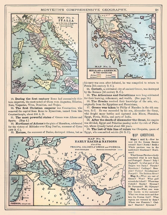 Picture of EUROPE ITALY GREECE - MONTEITH 1882