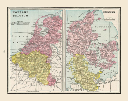 Picture of EUROPE HOLLAND BELGIUM DENMARK - CRAM 1892