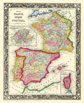 Picture of EUROPE FRANCE SPAIN PORTUGAL - MITCHELL 1860