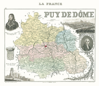 Picture of PUY DE DOME DEPARTMENT FRANCE - MIGEON 1869