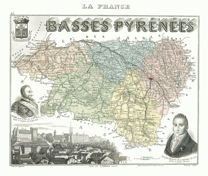 Picture of BASSES PYRENEES DEPARTMENT FRANCE - MIGEON 1869