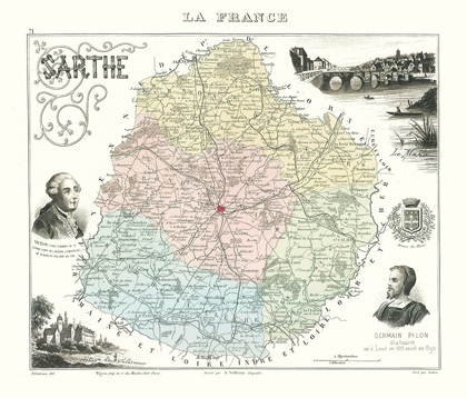Picture of SARTHE DEPARTMENT FRANCE - MIGEON 1869
