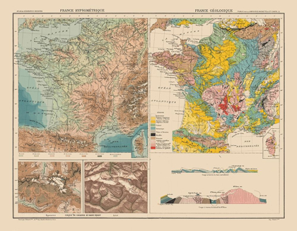 Picture of HYPSOMETRIC GEOLOGICAL FRANCE - SCHRADER 1908